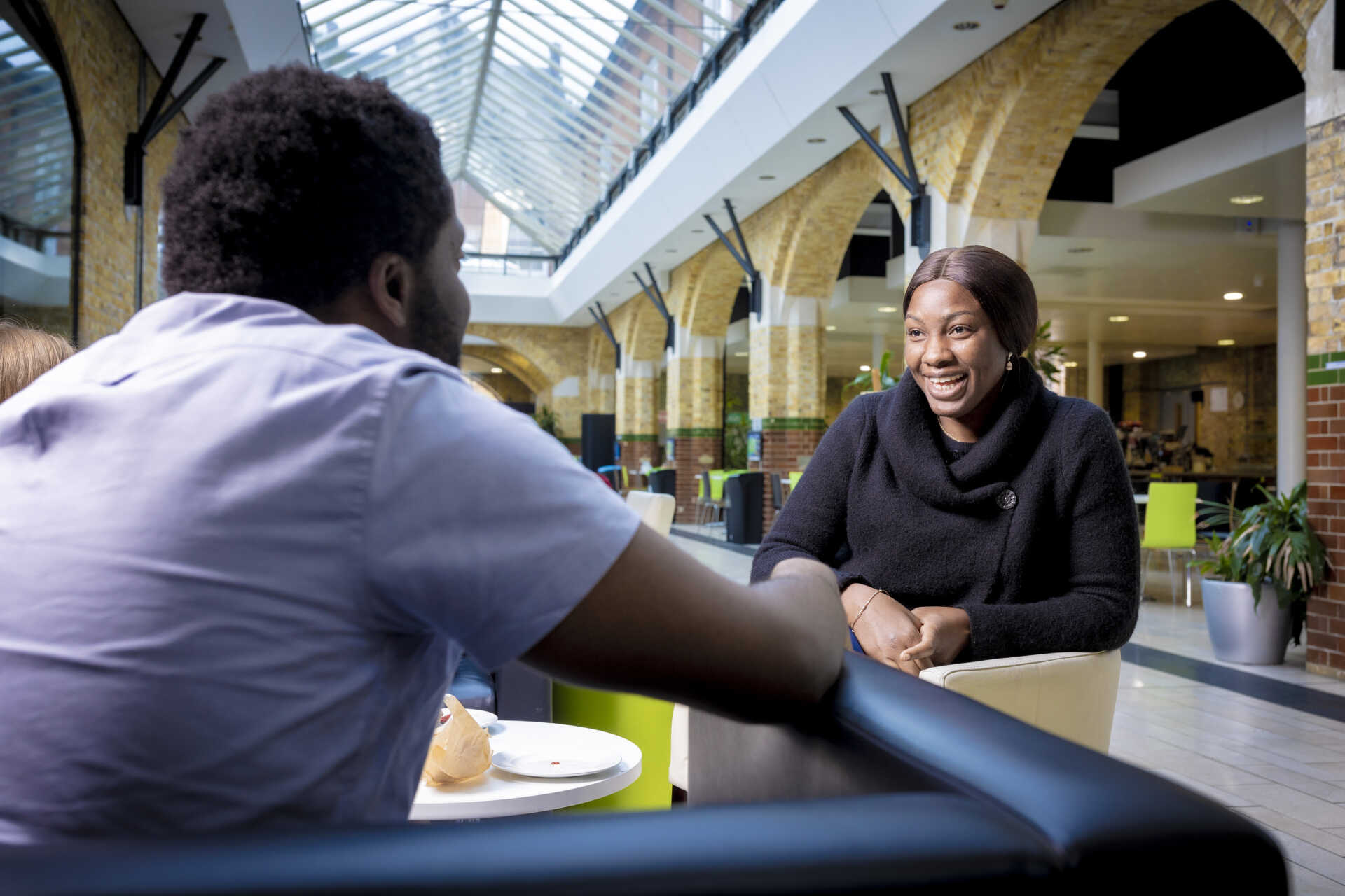 Two people having a conversation.